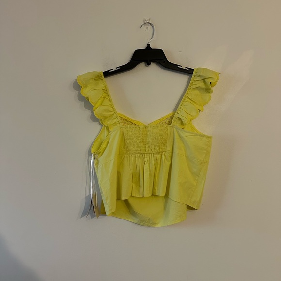NEW MOTHER The Butterfly Tank Top Wing It Yellow Cotton XL Crop Cottagecore - Picture 2 of 6
